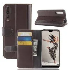 Huawei P20 Pro - Ægte læder cover / pung - Brun