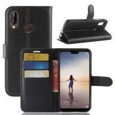 Huawei P20 Lite - Læder cover / pung - Sort