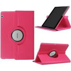 Huawei MediaPad T3 10" - Pu læder cover Litchi skin roterbart - Rosa