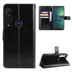 Motorola Moto G8 Plus - Læder cover / pung - Sort