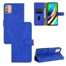 Motorola G9 Plus - Classic læder cover / pung - Blå