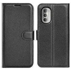 Motorola G51 5G - Læder cover / pung - Sort