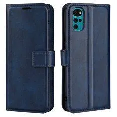 Motorola G22 - Classic læder cover / pung - Blå