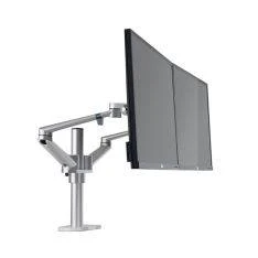 WERGON - Titan - Justerbar Dual Monitor skærm holder/arm - Deskholder til 2 skærme Max 32" - Sølv