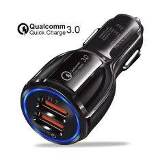 Dual oplader til bilen - Quick Charge 3.0 - Sort