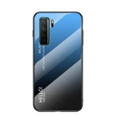 Huawei P40 Lite 5G - GRADIENT Hybrid cover med bagside af hærdet glas - Blå/sort