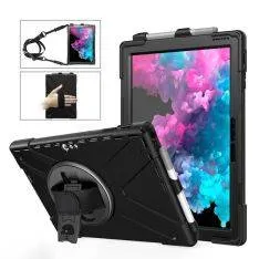 Microsoft Surface Pro 7/6/5/4 - X-Shape Hybrid cover med Kickstand og skulderrem - Sort