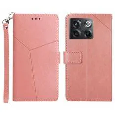 OnePlus 10T 5G - Y-Shape læder cover / pung med aftagelig strop - Pink