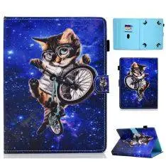 Universal iPad/tablet læder cover 9-10.1" - Med kortholdere - Cyklende kat