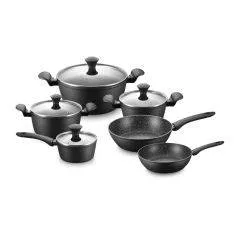 Royalty Line støbt alu non-stick Grydesæt i 10 dele - Alle typer komfur - Sort