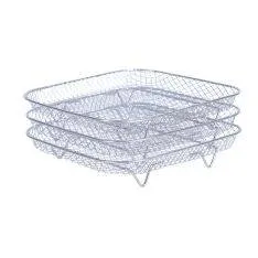 Rack i rustfrit stål med 3 hylder 21x21x9,5 cm - Til Airfryer