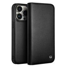 iPhone 15 Pro - QIALINO ægte læder cover / pung - Sort