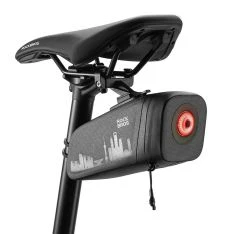Rockbros cykel sadeltaske 0.66L - Vandtæt -Indbygget cykelbaglygte - Sort