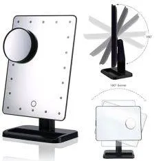 Make Up spejl med LED lys roterbar 180 grader med 3x Forstørrelse