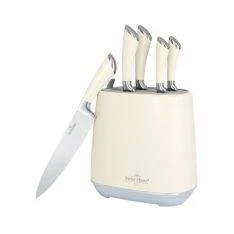 Swiss Haus - Knivsæt i 6 dele - Safir Keramisk Belægning - Lake Geneva - Creme