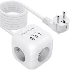 CUBE Forlængerkabel 6-i-1 - 2x USB-A / 1x USB-C - 3x AC - Hvid - 2 Meter