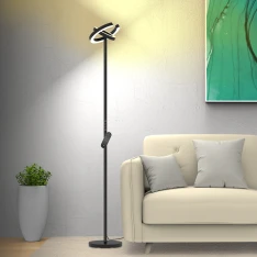 LED Gulvlampe - Transformbar med fjernbetjening - Kontor/hjem - 2000 Lumen - Sort