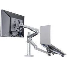 WERGON - Asger - Justerbar Dual Desktop holder - skærm Max 32" / Laptop 10-15.6" - Sølv