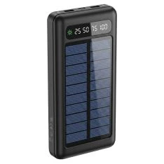 Setty Powerbank 10000mAh med soloplader - 4x opladerkabler - Sort