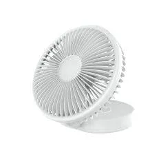 Platinet USB genopladelig bordventilator 2400mAh / Justerbar vinkel - Hvid