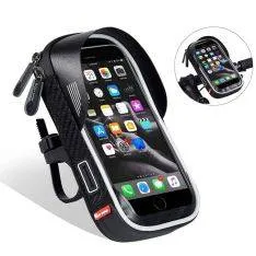 WEST BIKING - Vandtæt cykelholder til iphone/smartphone - op til str. 17*10cm - Sort