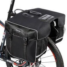 WEST BIKING - Cykeltaske til Baghjul - Dobbelt sidetaske system - 30L - Vandtæt - Sort