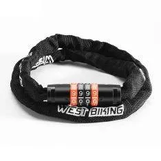WEST BIKING - Cykellås med kode - 97cm Stålkabel - Sort