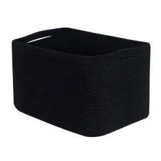 Opbevaringskurv / Vasketøjskurv i Bomuldsreb - 38x25.4x25.4cm - Sort