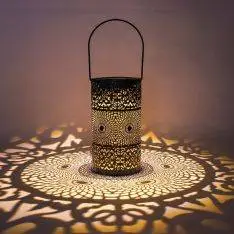 Solcelle lanternelampe i jern - Art deco design - Sort