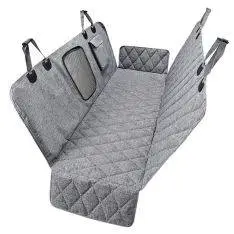 Hundetæppe / cover til bilsæde 137x147 cm - med ventilationsvindue - Grå
