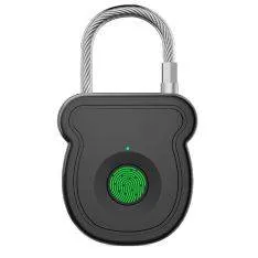 Hængelås med Elektronisk Fingeraftryk - Genopladelig & Keyless - Sort