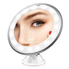 Make Up spejl med LED lys 8"/ø23cm - 10X forstørrelse