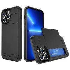 iPhone 14 Pro - Armor Hybrid cover med Kortholder - Sort