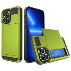 iPhone 14 Pro - Armor Hybrid cover med Kortholder - Grøn