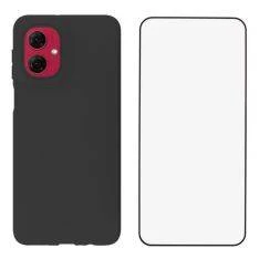 Motorola G55 5G - MS Series Gummi cover inkl. Hærdet beskyttelsesglas - Sort