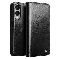 Samsung Galaxy S25 Edge - QIALINO "Classic" ægte læder cover / pung - Sort