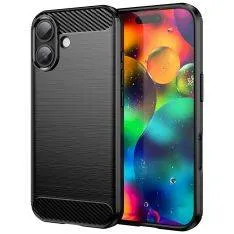 iPhone 17 - Fleksibel gummi cover i børstet design - Sort