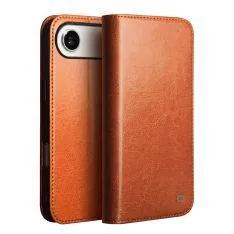 iPhone 17 - QIALINO "Classic" ægte læder cover / pung - Lys brun