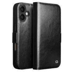 iPhone 17 - QIALINO "Classic" ægte læder cover / pung - Sort