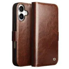 iPhone 17 - QIALINO Classic Slim ægte læder cover - Mørk brun