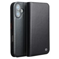 iPhone 17 - QIALINO ægte læder cover / pung - Sort