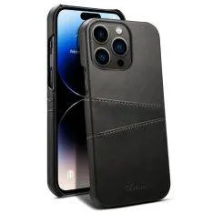 iPhone 14 Pro - SUTENI læder hardcover med kortholdere - Sort