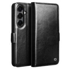Samsung Galaxy S26 Plus - QIALINO slim ægte læder cover / pung - Sort