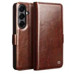 Samsung Galaxy S26 - QIALINO slim ægte læder cover / pung - Brun