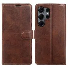 Samsung Galaxy S25 Ultra - Vintage læder cover / pung - Mørk brun