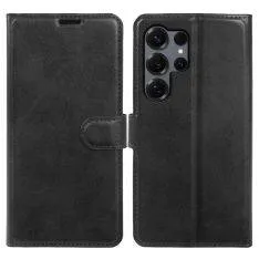 Samsung Galaxy S25 Ultra - Vintage læder cover / pung - Sort