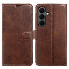 Samsung Galaxy S26 Plus - Vintage læder cover / pung - Mørk brun