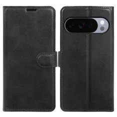 Google Pixel 10 Pro  /  10  /  9 Pro  /  9 - Vintage læder cover / pung - Sort