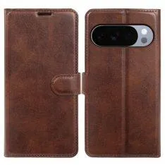 Google Pixel 10 Pro XL - Vintage læder cover / pung - Mørk brun