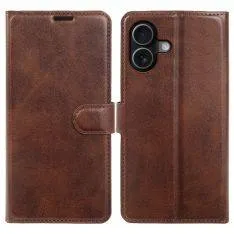 iPhone 16 - Vintage læder cover / pung - Mørk brun